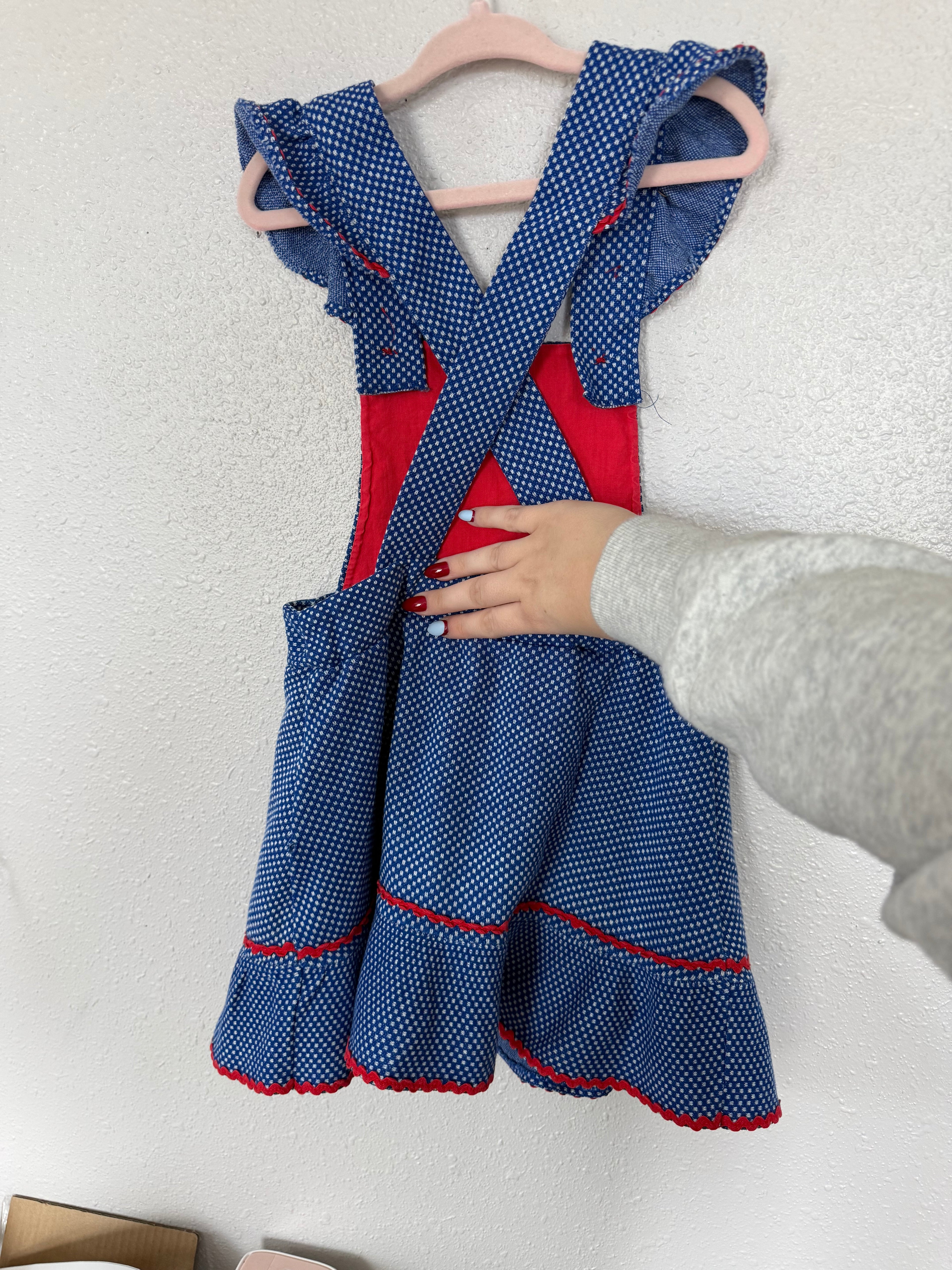 Vintage Blue Polka-dot Overall Dress