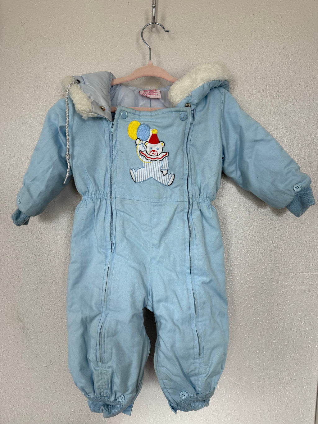 Vintage Pale Blue Bear Snowsuit