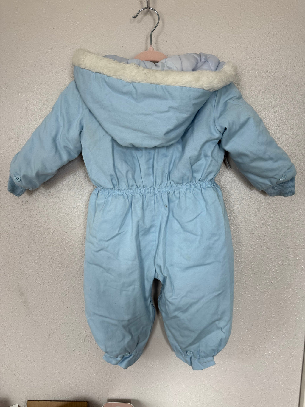 Vintage Pale Blue Bear Snowsuit