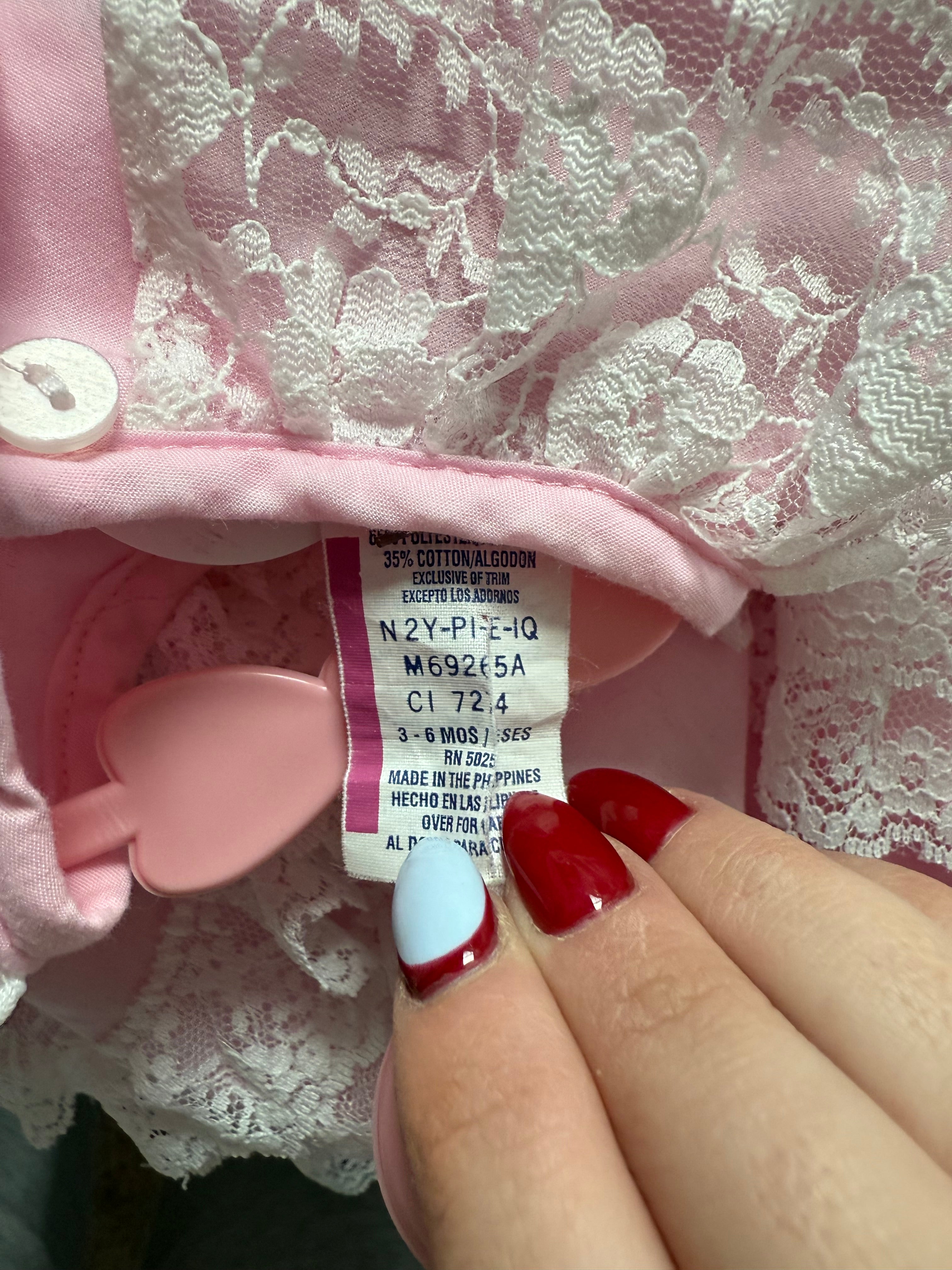 Vintage Pink Lace Ruffle Dress