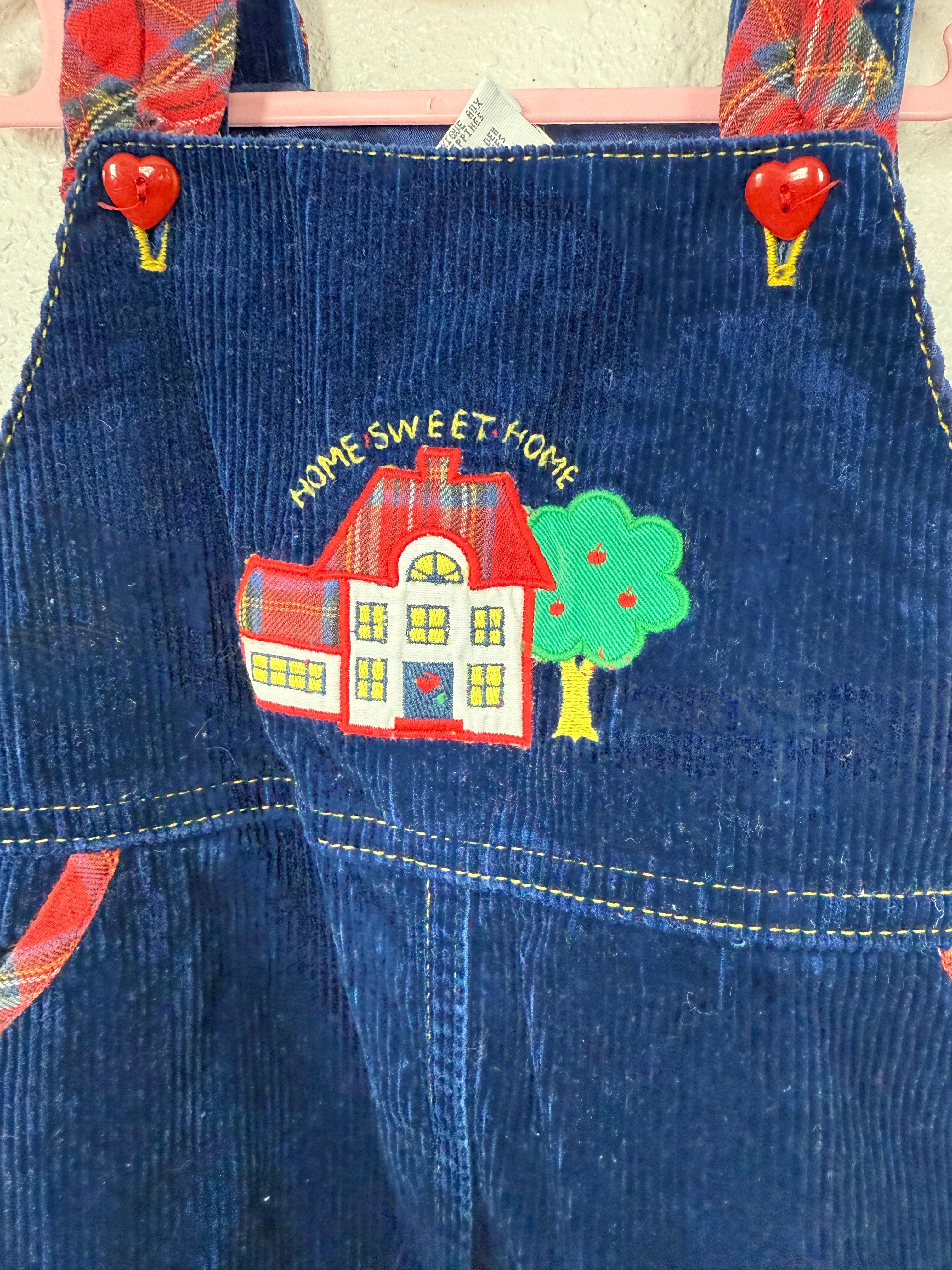Vintage Corduroy "Home Sweet Home" Dress