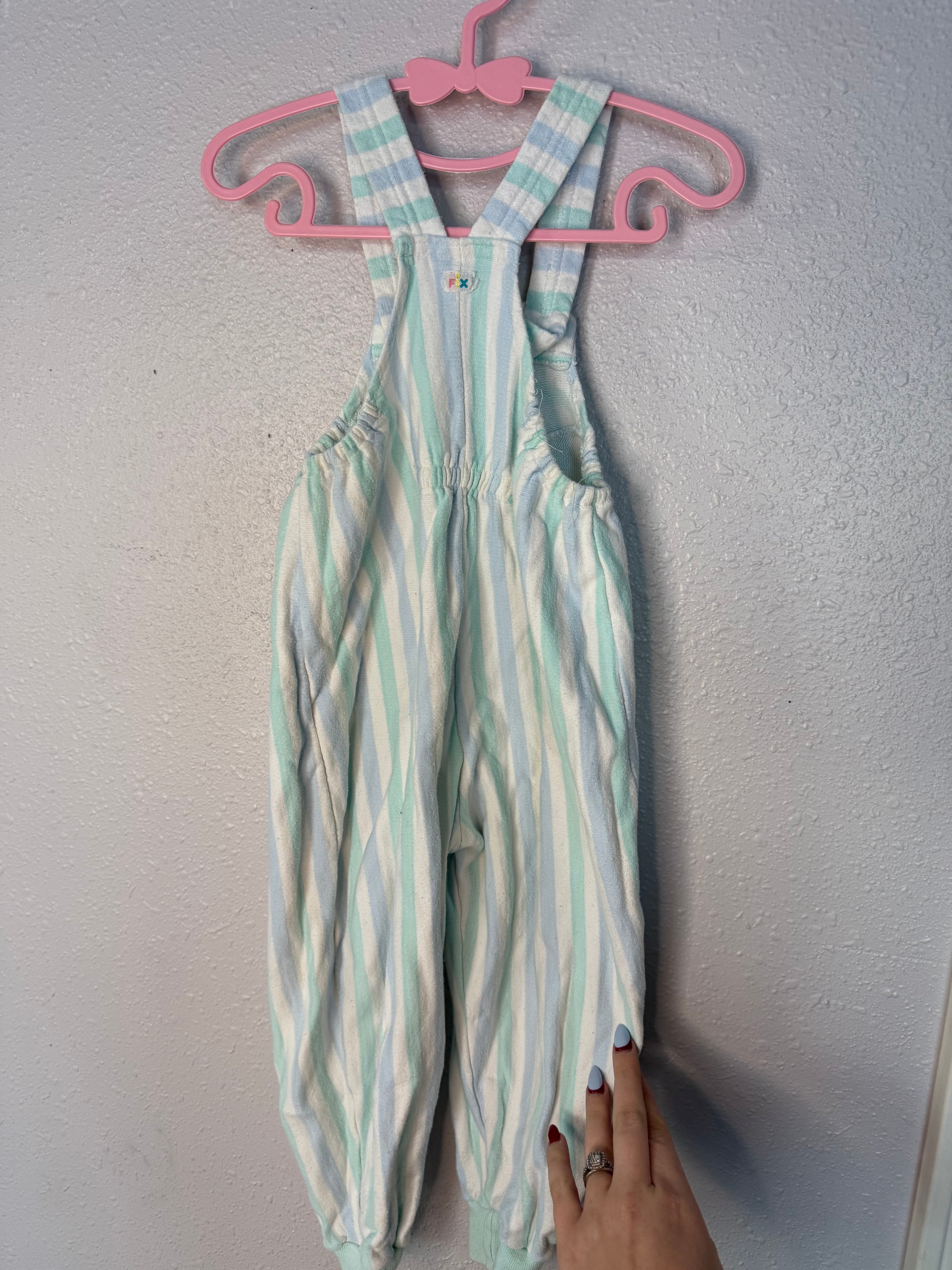 Vintage Mint and Blue Striped Overalls