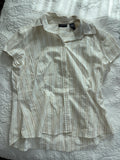 Y2K White and Gold Striped Blouse