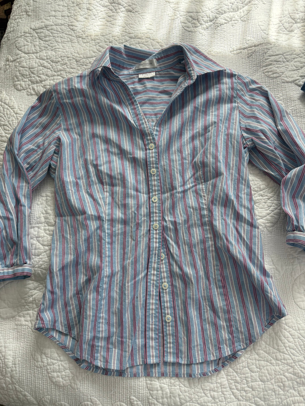 Vintage Blue and Pink Striped Blouse