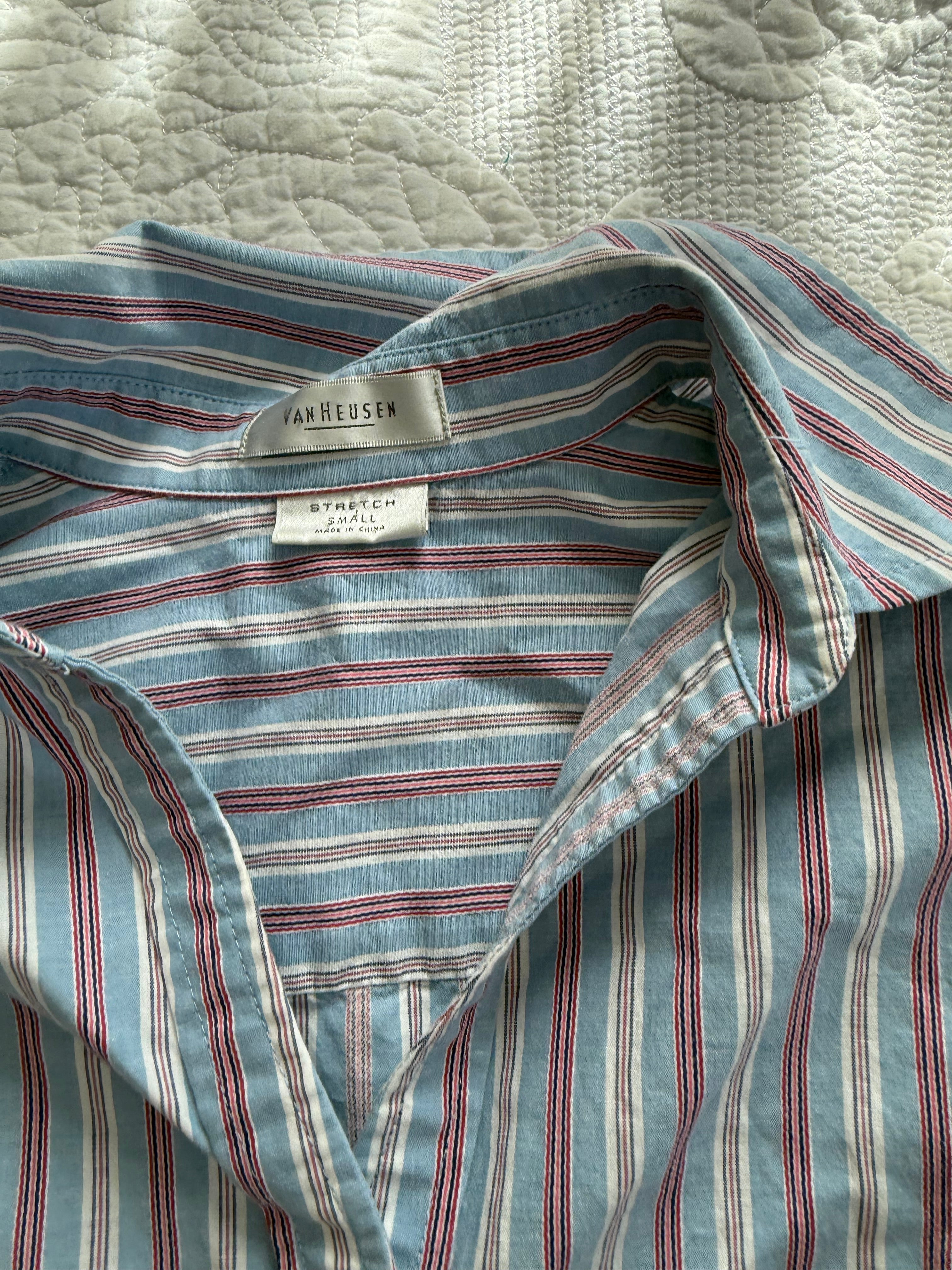Vintage Blue and Pink Striped Blouse