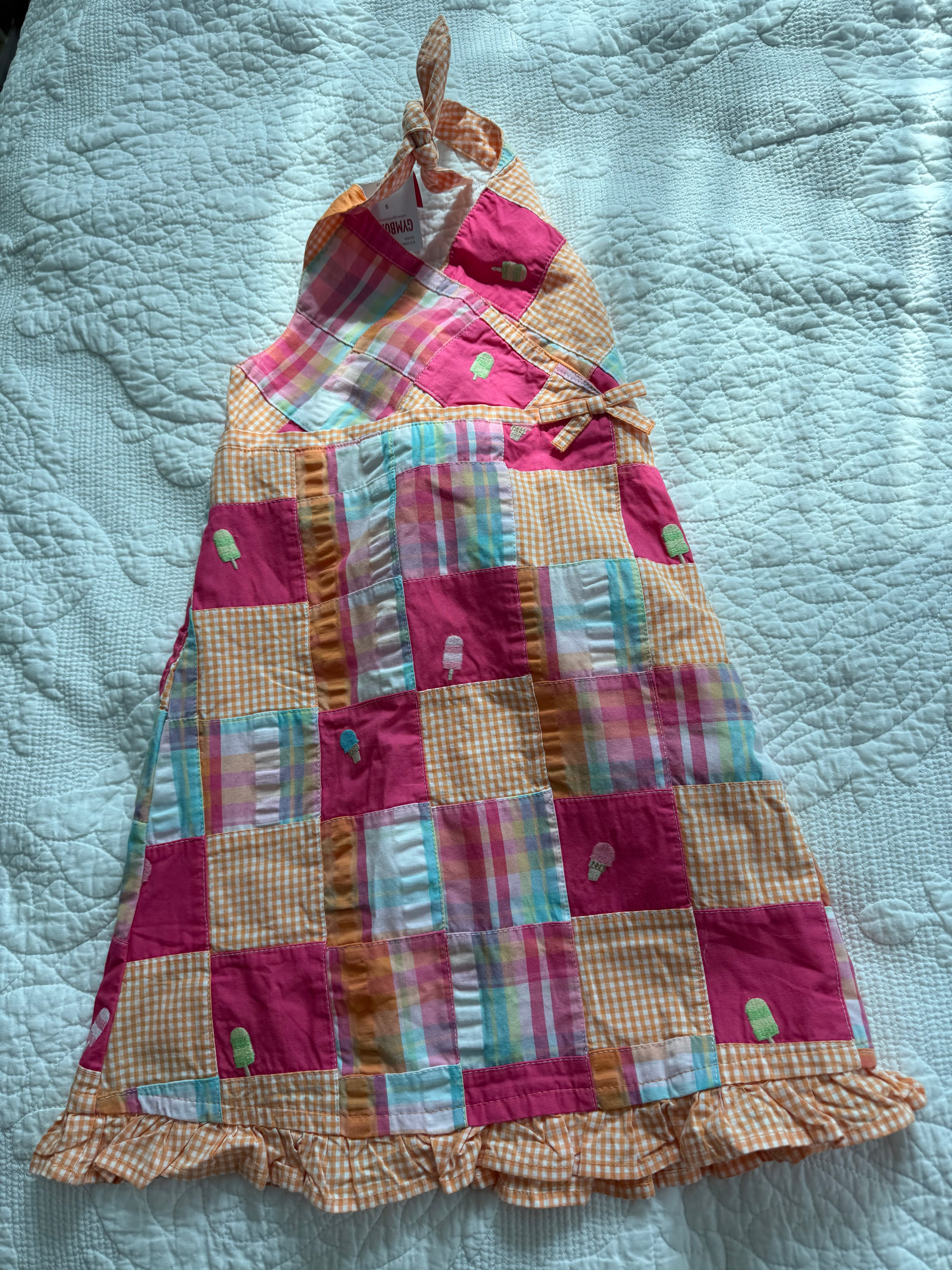 NWT Y2K Patchwork Ice Cream Halter Dress