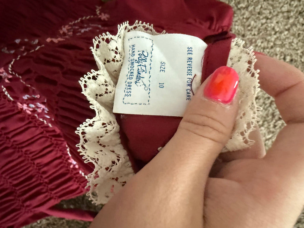 Vintage Maroon Smocked Dress