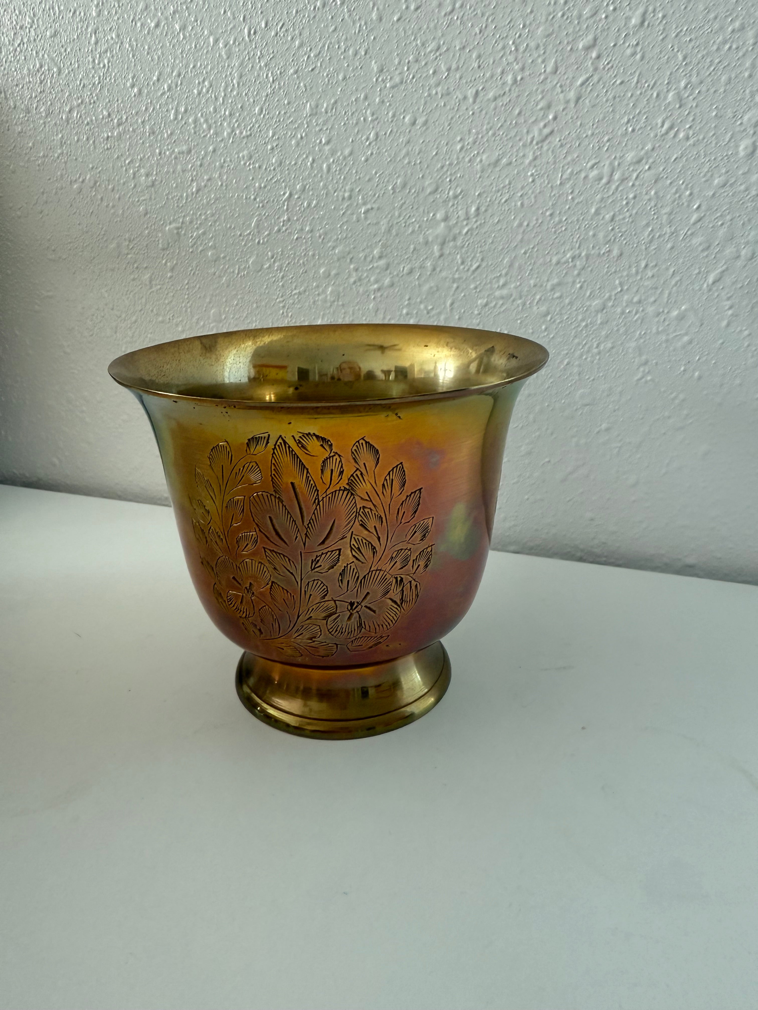 Antique Small Brass Vase