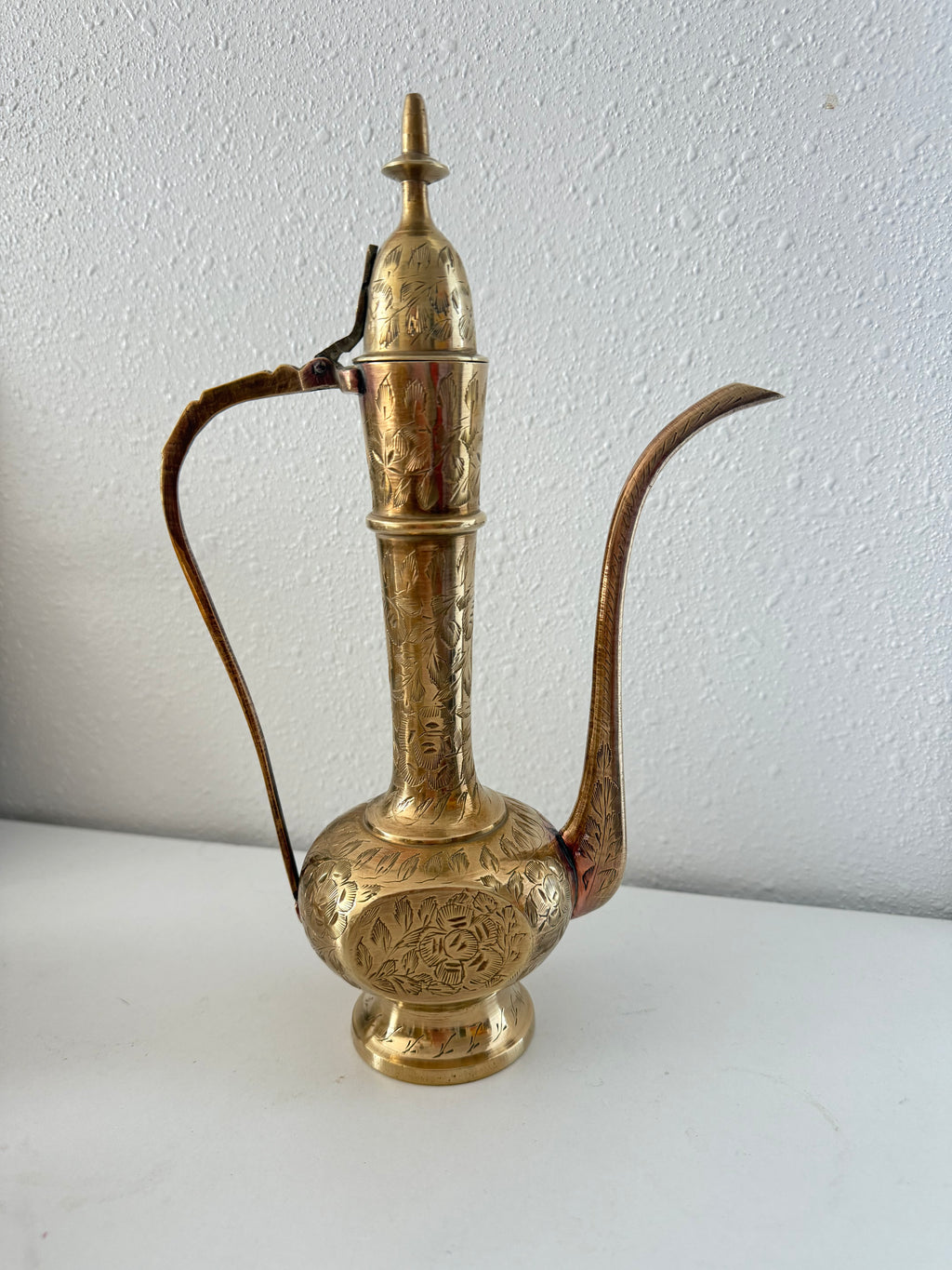 Antique Tall and Skinny Brass Teapot