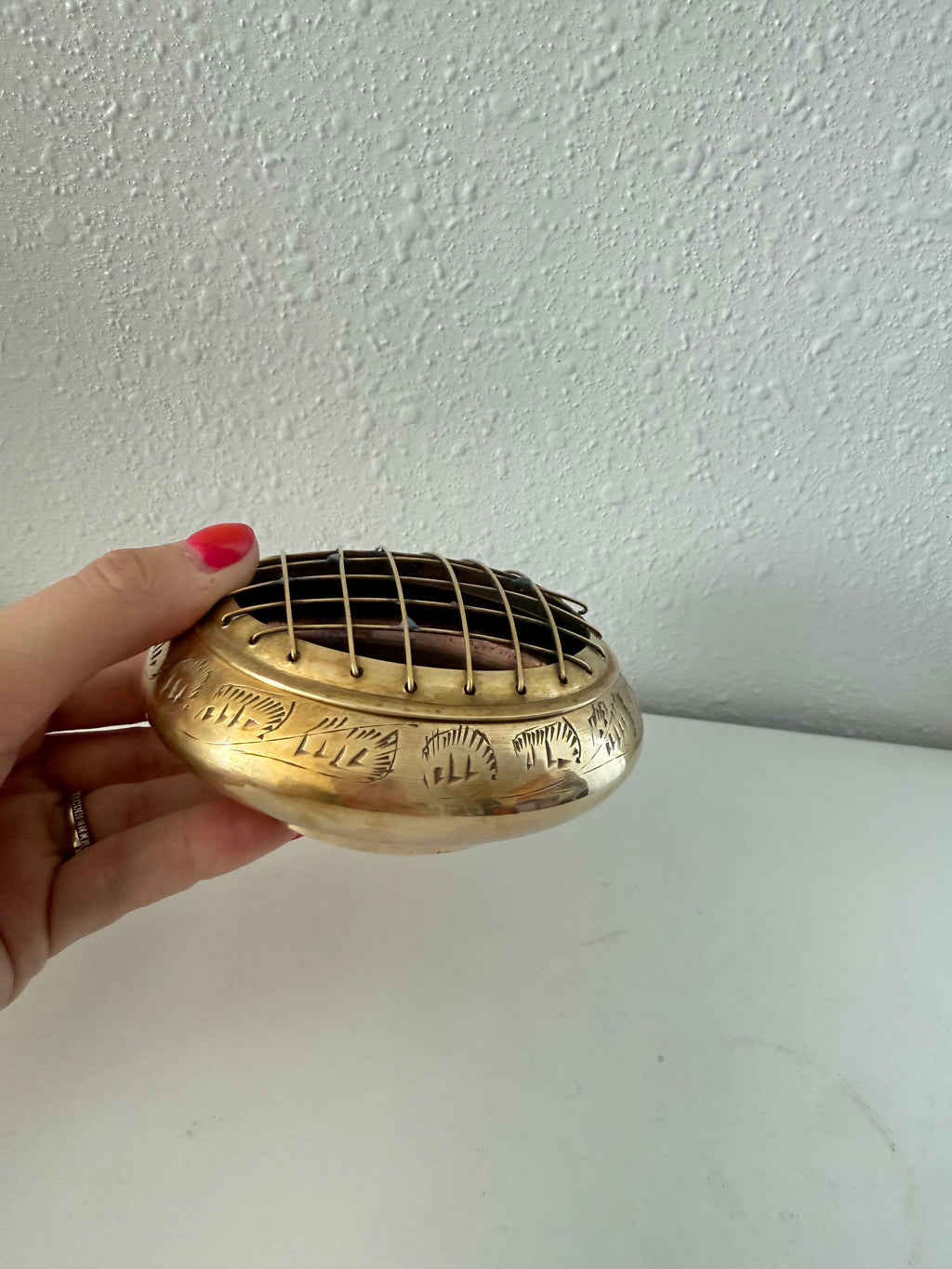 Antique Brass Flower Frog