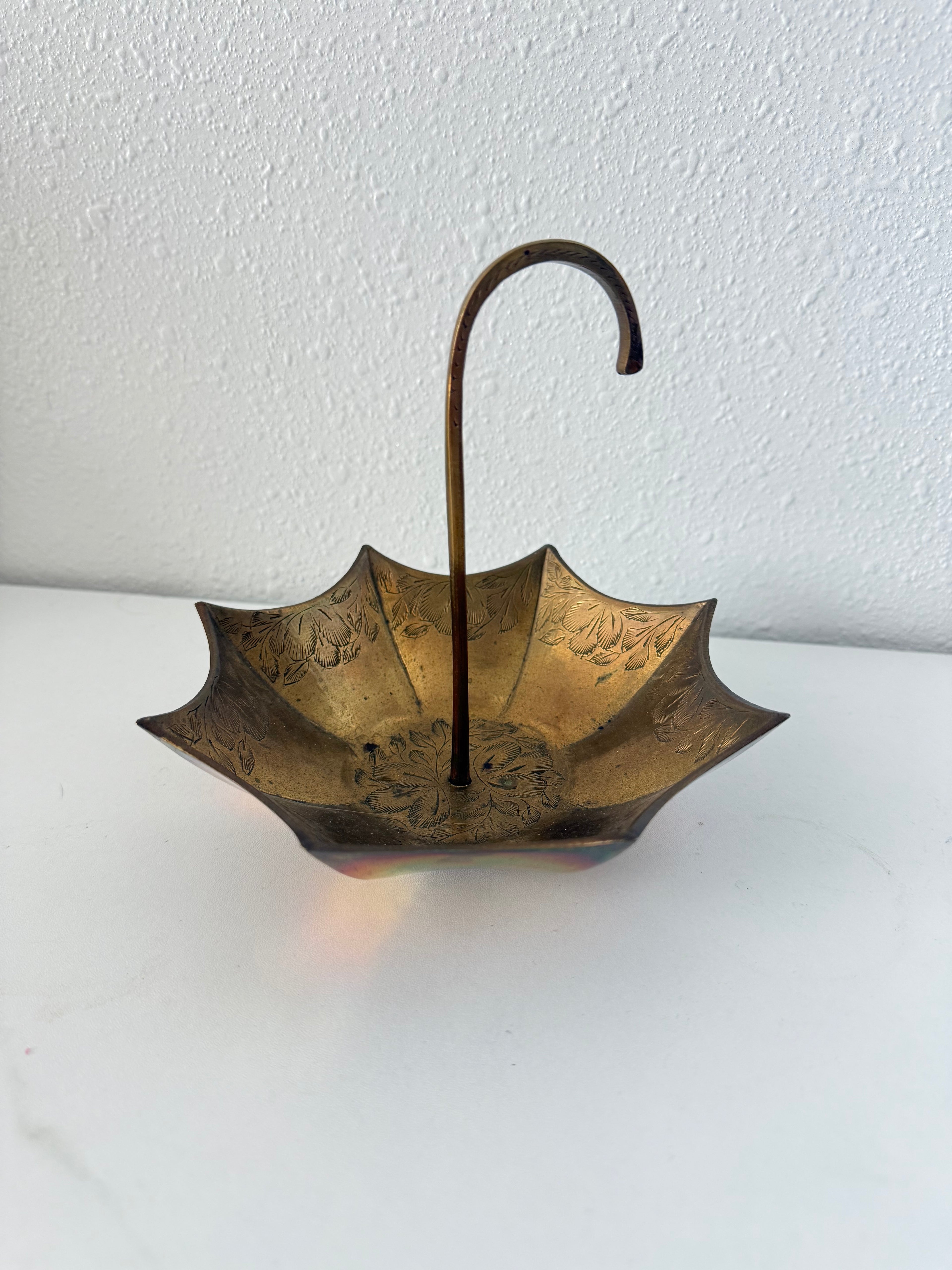 Antique Brass Umbrella Trinket Dish