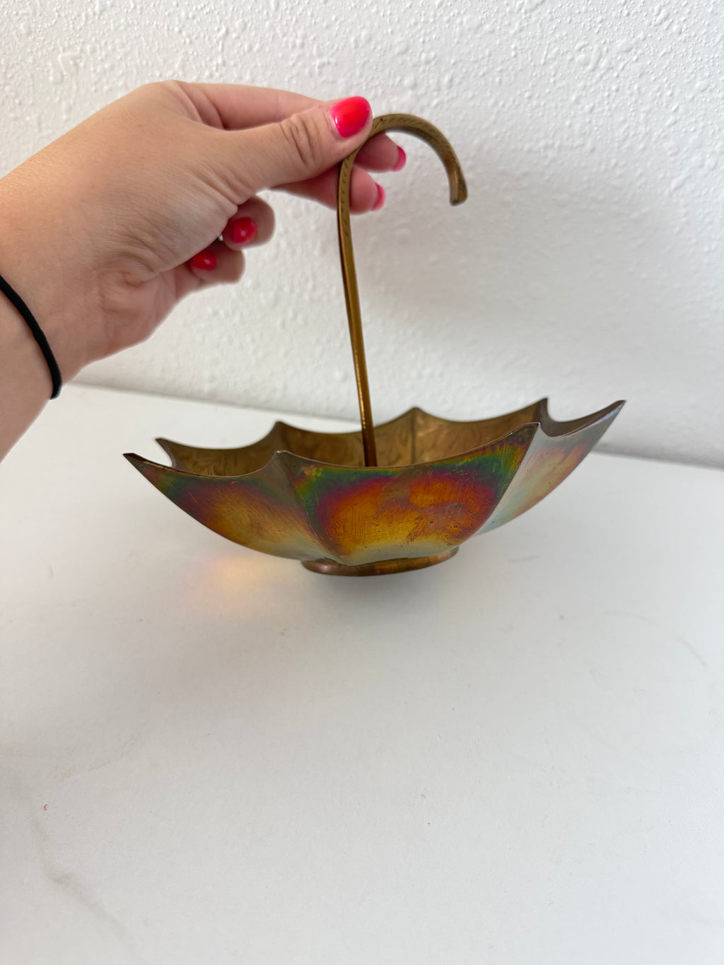 Antique Brass Umbrella Trinket Dish