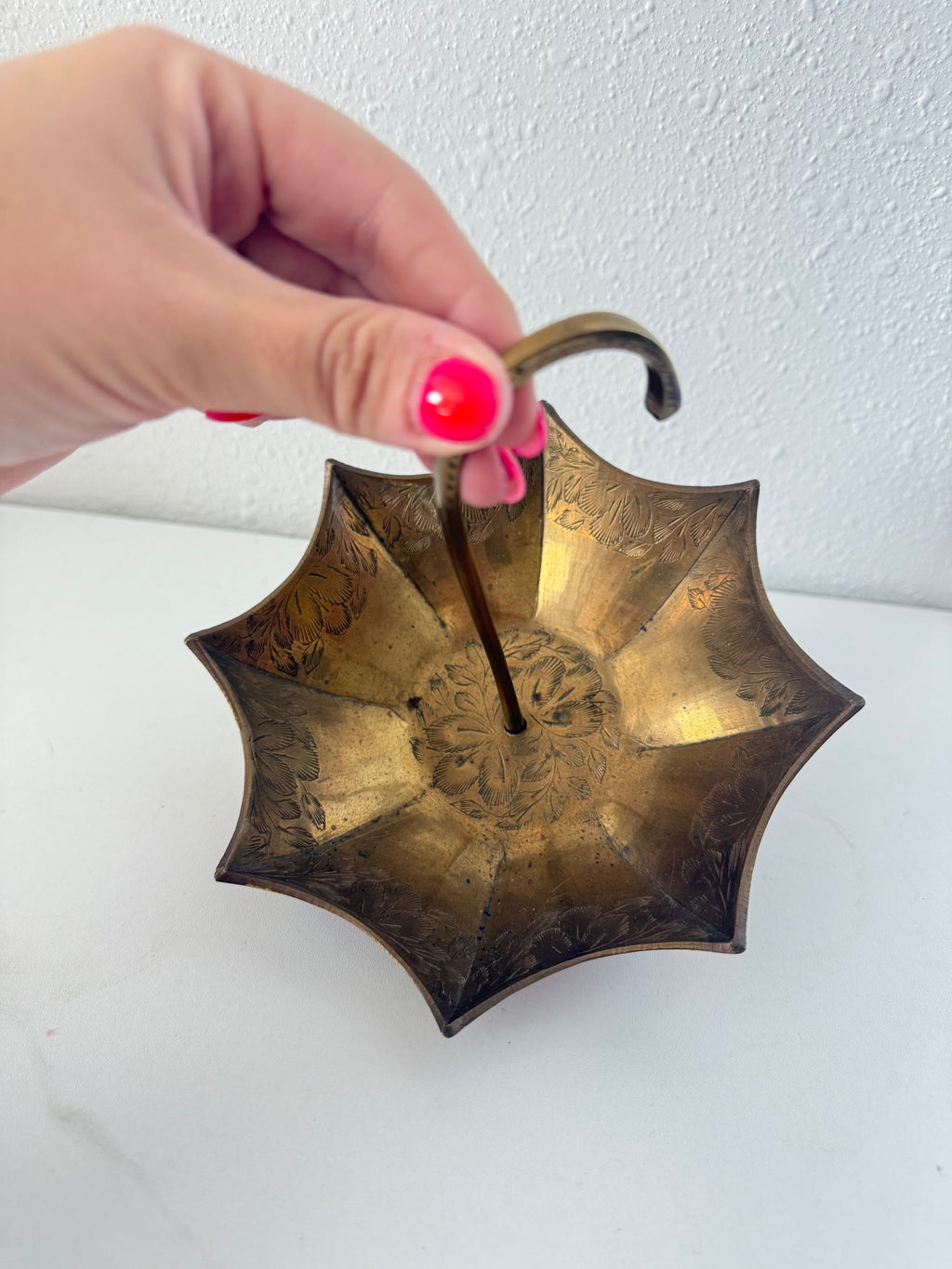 Antique Brass Umbrella Trinket Dish