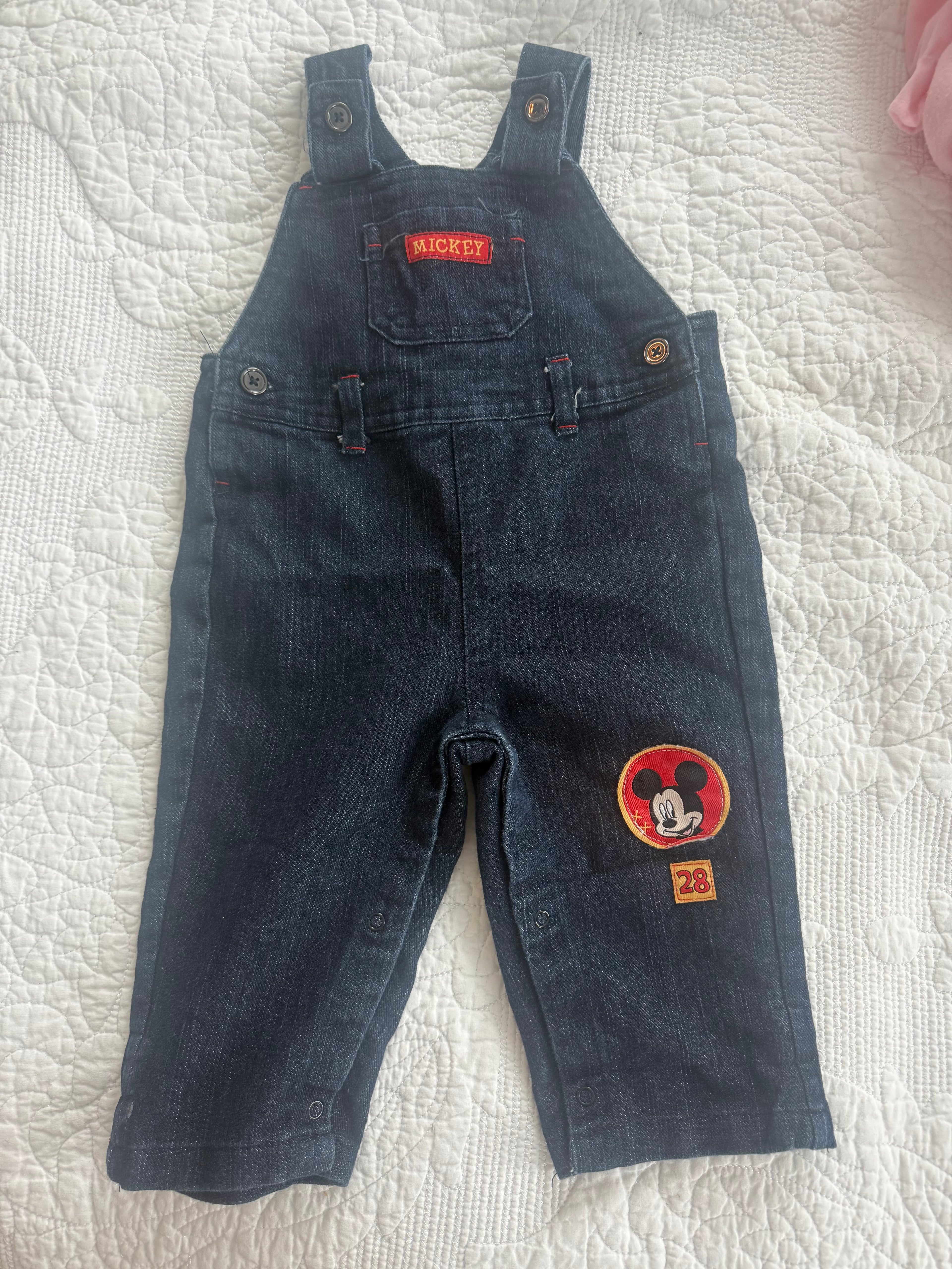 Vintage Mickey Dark Wash Denim Overalls