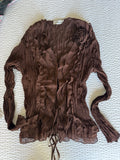 Y2K Brown Ruffle Blouse