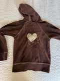 Y2K Brown Velour and Gold Sequin Heart Jacket
