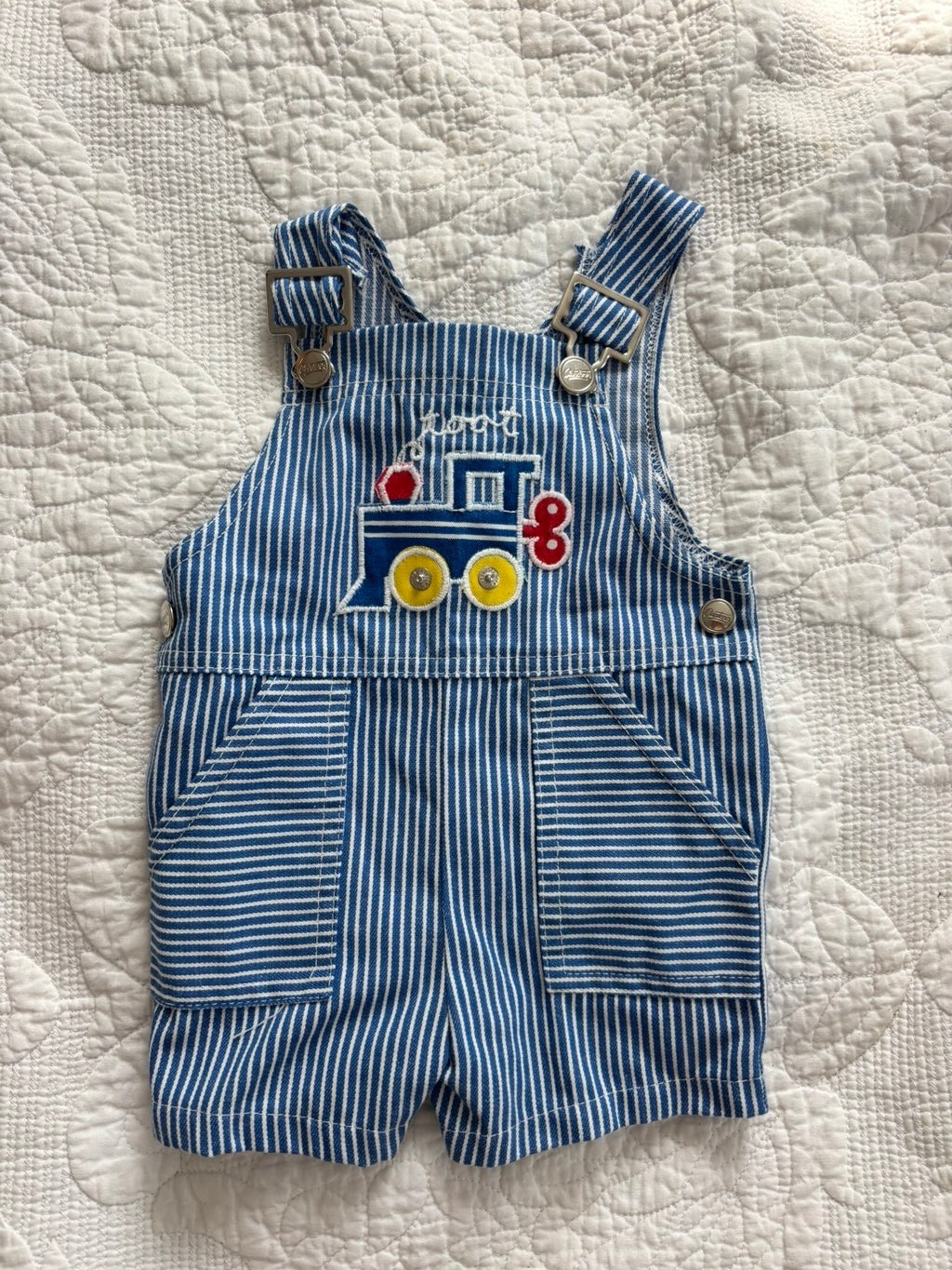 Vintage Carter's Pinstriped Train Overalls