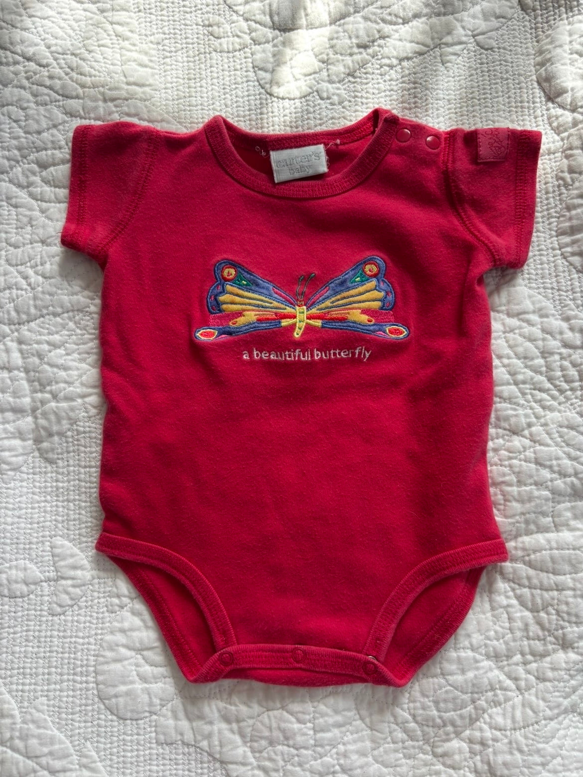 Y2K "a beautiful butterfly" red onesie