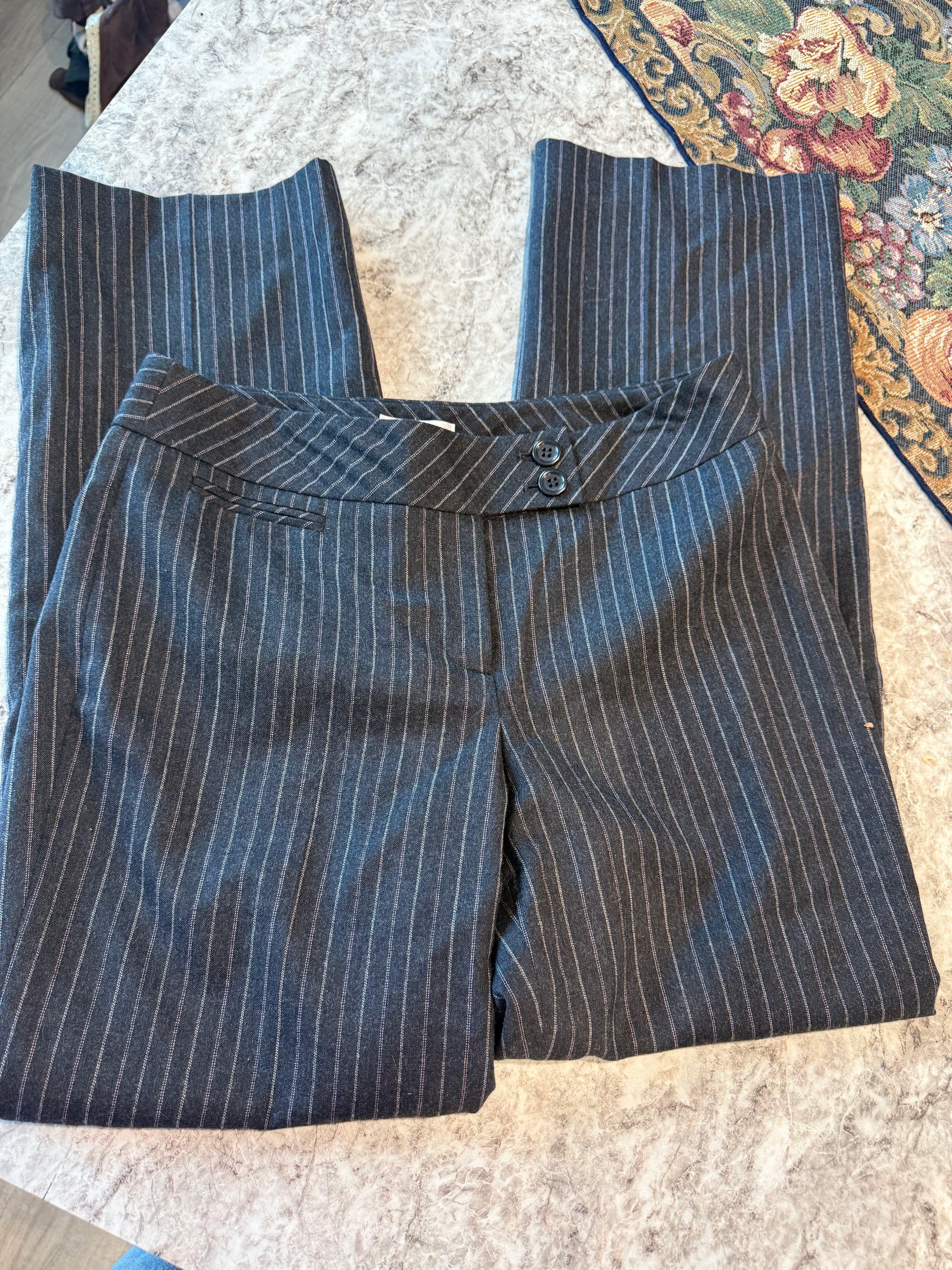 Y2K Ann Taylor LOFT black striped slacks