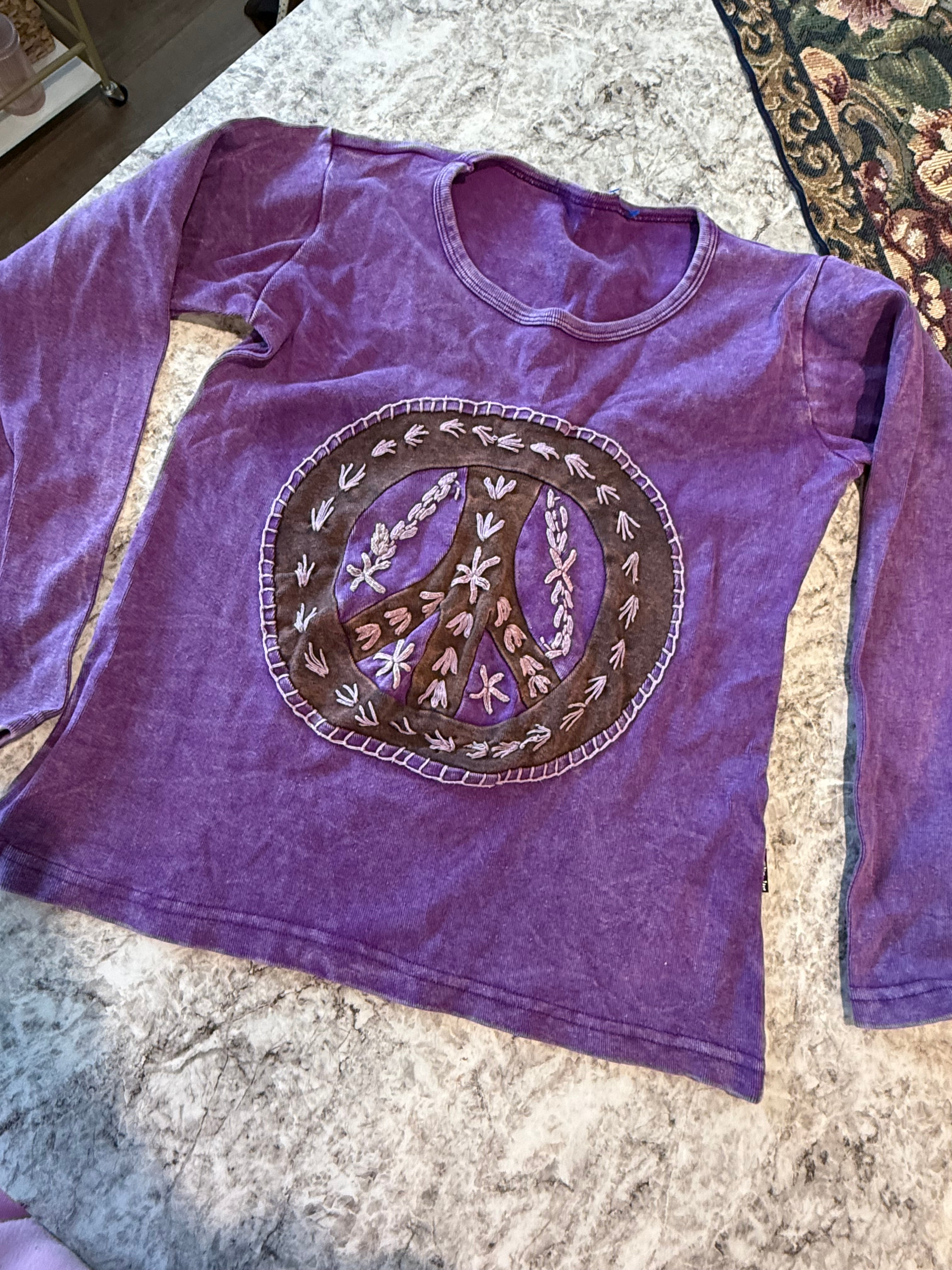 Vintage Peace Sign Purple Top