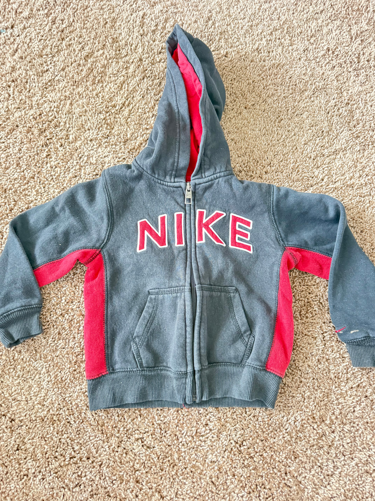 Y2K Nike Red and Black Hooded Jacket