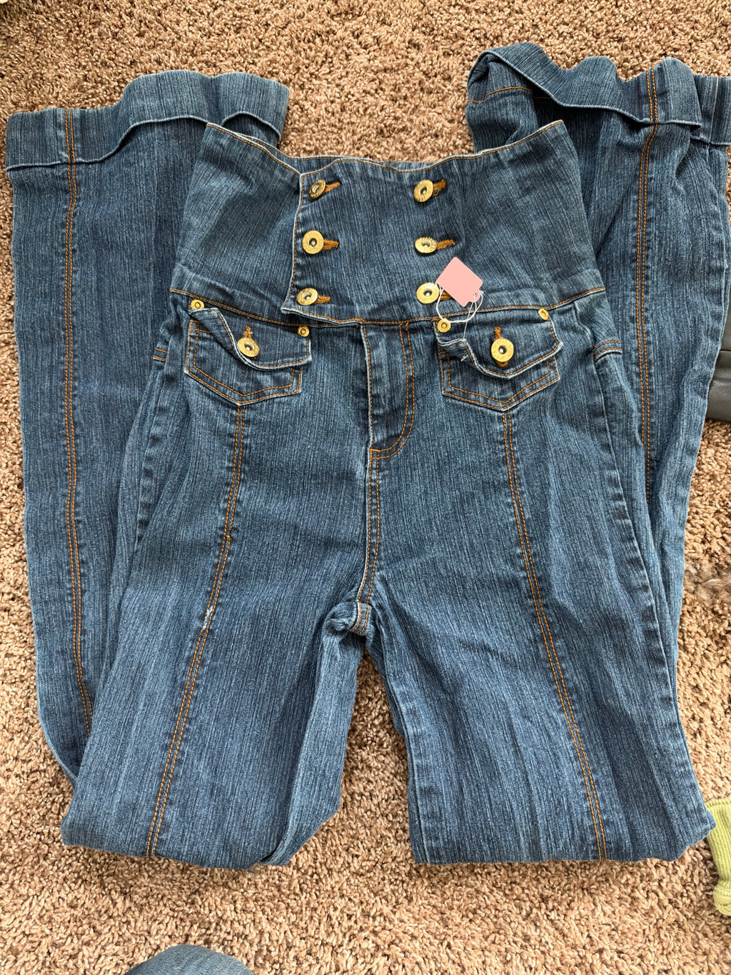 Vintage High Waisted Button Detailed Dark Wash Jeans