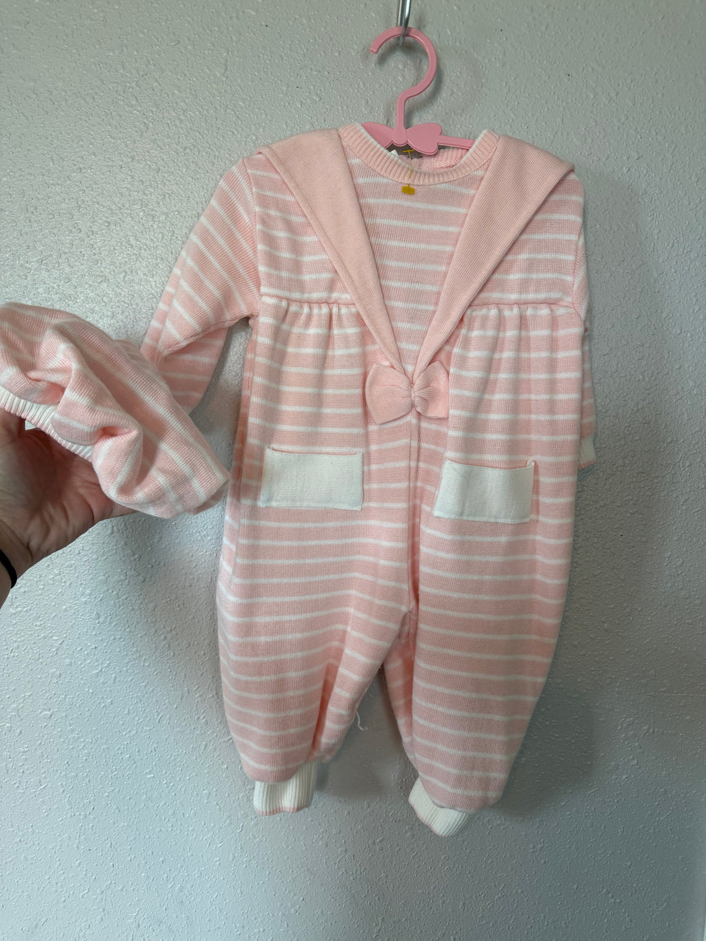 Vintage Pink Knit Jumper with Hat