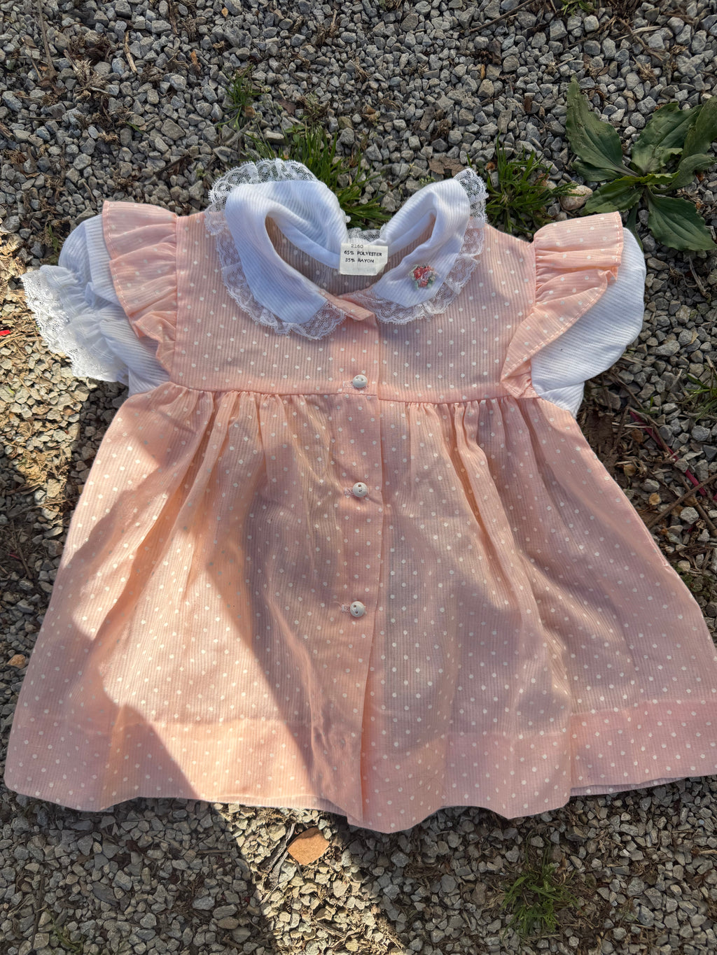 Vintage Peach Dress w/ Polka Dots
