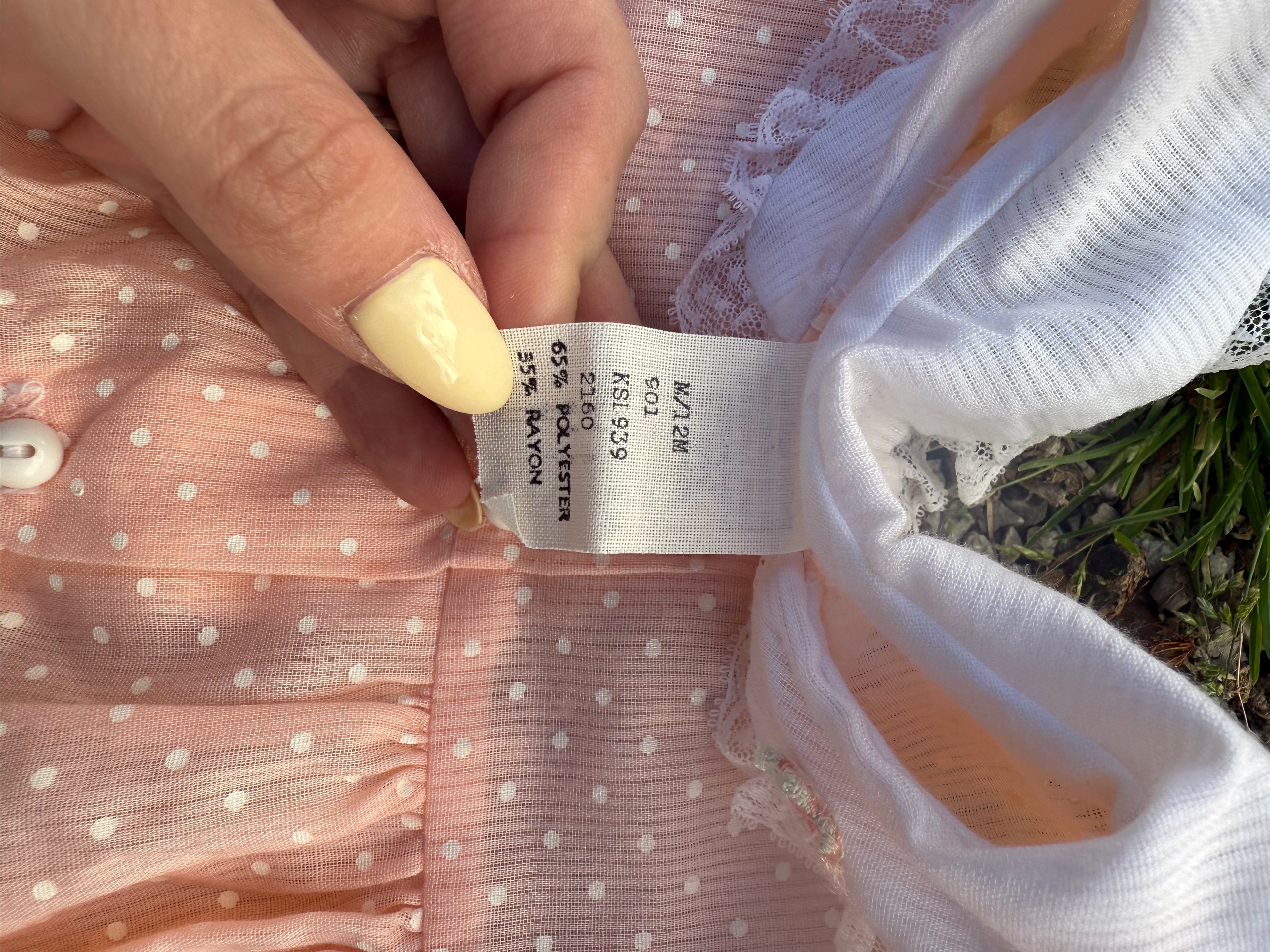 Vintage Peach Dress w/ Polka Dots