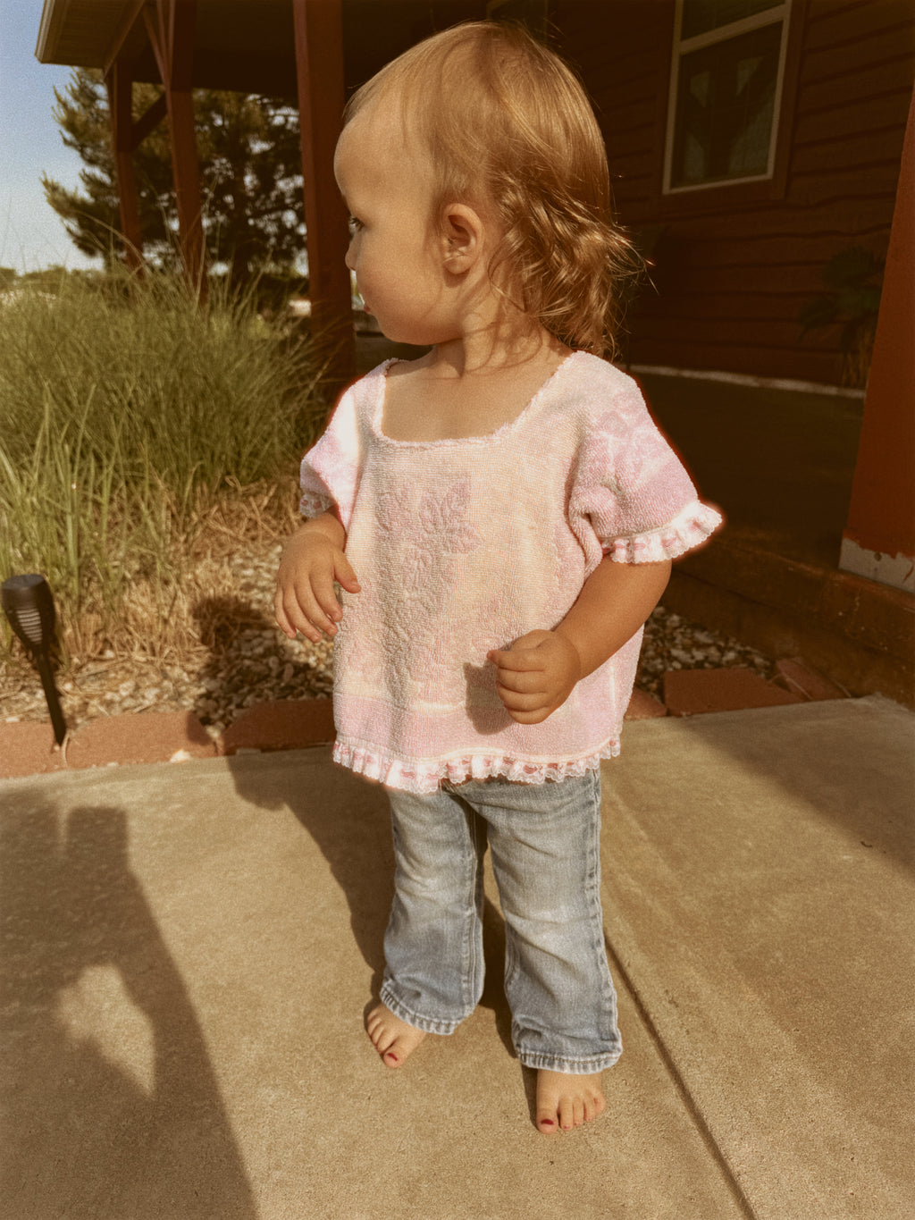 Upcycled Vintage Pink Towel Top
