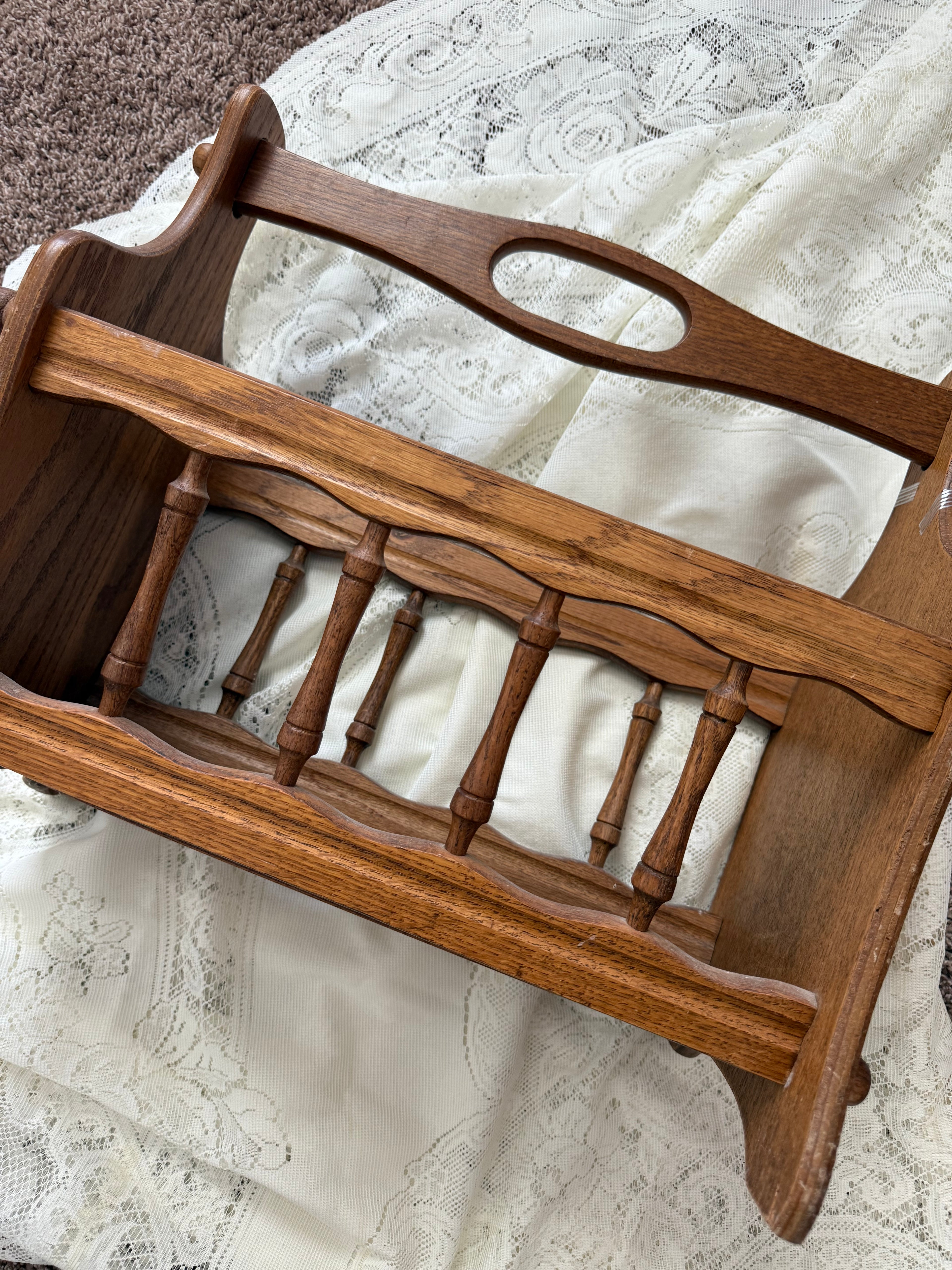 Antique Wooden Magazine Holder