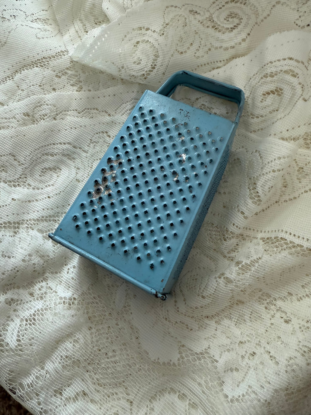 Antique Decorative Teal Cheese Grater